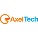 AxelTech corporate logo, combining capital letters in orange and turquoise on a white background.