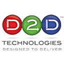 D2D TECHNOLOGIES logo with letters "D2D" in red and blue with three-dimensional effect, accompanied by the slogan "DESIGNED TO DELIVER" in dark gray on a white background, transmitting modernity and professionalism in technology.