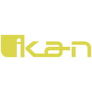 Stylized 'ikan' logo in golden yellow with modern typography and symmetrical design, indicative of innovation and dynamism.