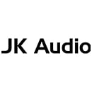 Minimalist logo consisting of the letters "JK Audio" in black, clear, sans-serif typeface on a white background. The letter "J" is designed to look almost like a hook that connects to the top of the "K", which has straight lines and an acute angle on its 