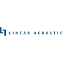Logo with the text "LINEAR ACOUSTIC" in capital letters. The design is minimalist and professional, with a predominant use of straight lines. The word "LINEAR" is at the top and is significantly larger than "ACOUSTIC", which is just below. To the left of 