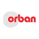 Logo of the "Orban" brand, highlighted in a thick, sans-serif typeface in red. The word "Orban" is written in lowercase, with the exception of the capital "O", providing an interesting visual contrast. To the left of the word, there is a series of concent