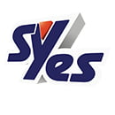 SYes' logo with an abstract figure of rising arrows in red and orange and the brand name in dark blue and gray, highlighting the letters 'S' at the beginning and end, evoking a sense of innovation and progress.