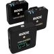RODE WIRELESS GO II  COMPACT WIRELESS MICROPHONE SYSTEM THAT OPERATES IN THE 2.4GHZ SPECTRUM. THE KIT INCLUDES TWO TRANSMITTERS EACH WITH INTERNAL MICROPHONE AND A RECEIVER WITH 3.5MM TRS OUTPUT.