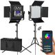 GVM 50RS2L RGB LED STUDIO 2-LIGHT SOFT VIDEO LIGHT PANEL KIT BLACK