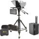 IKAN PT-4500-TM-PEDESTAL PROFESSIONAL 15″ TELEPROMPTER, PEDESTAL & DOLLY TURNKEY W/ TALENT MONITOR & TRAVEL CASES