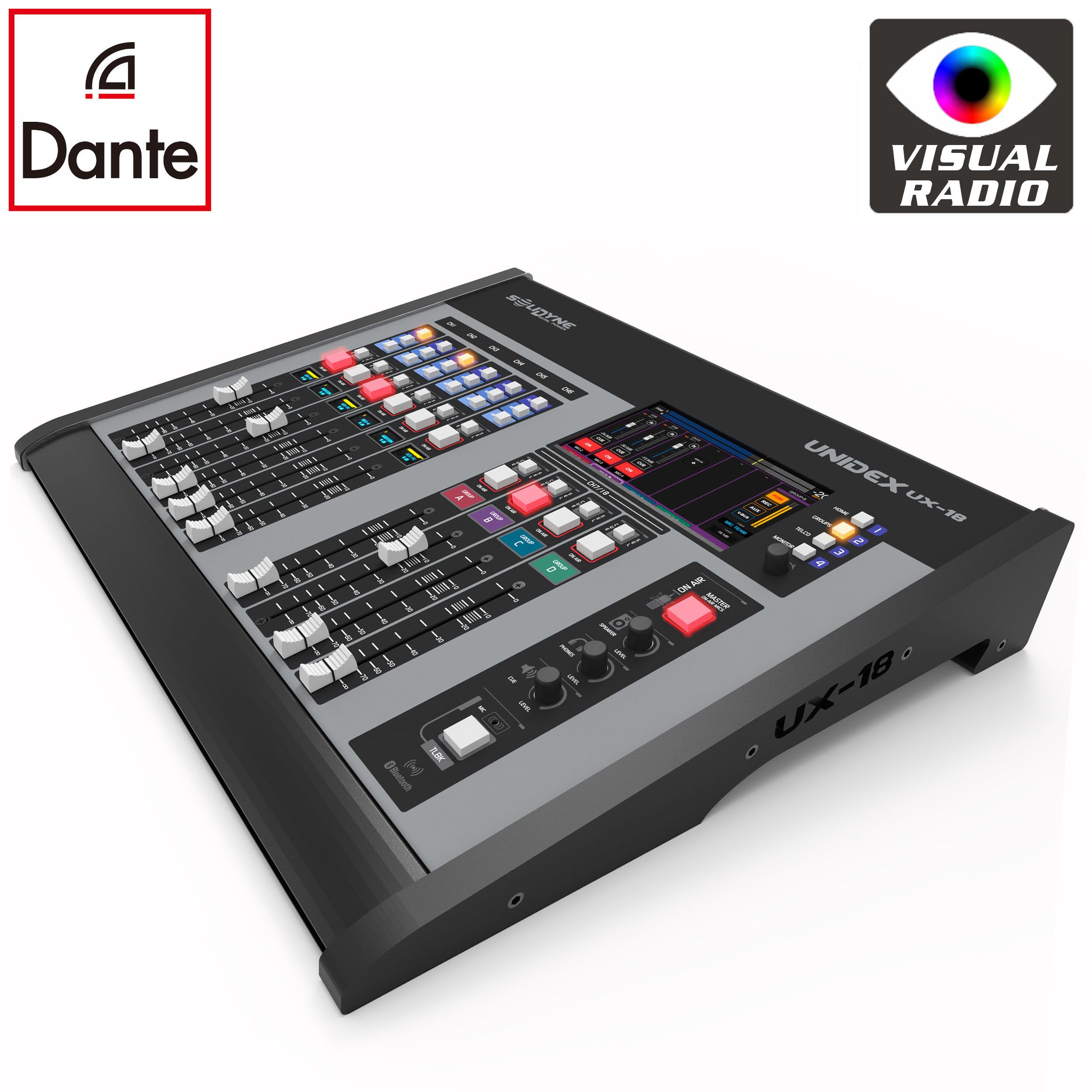 SOLIDYNE UX-18-A67 BROADCAST CONSOLE WITH DANTE A67 10 FADERS, 18